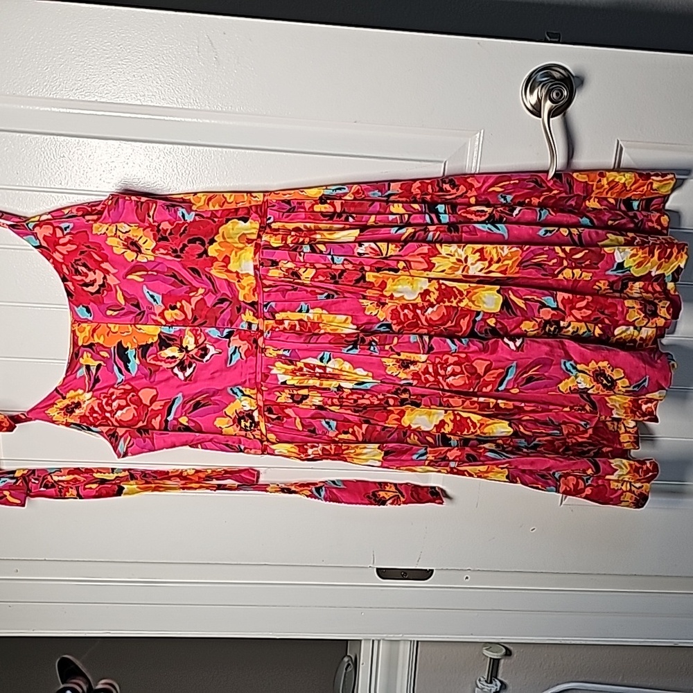 Isaac Mizrahi sz 12 pink/red floral dress - Picture 8 of 9